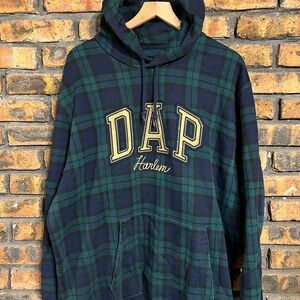 Dapper Dan Hoodie Mens XXL GAP DAP Harlem Green Plaid Blackwatch Tartan Pullover